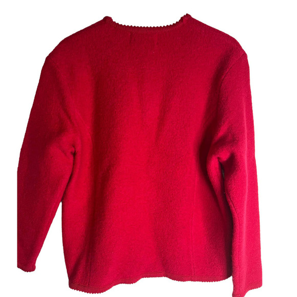 Vintage Tally Ho Red Cardigan Jacket 100 % Boiled Wool Sweater - Picture 3 of 8